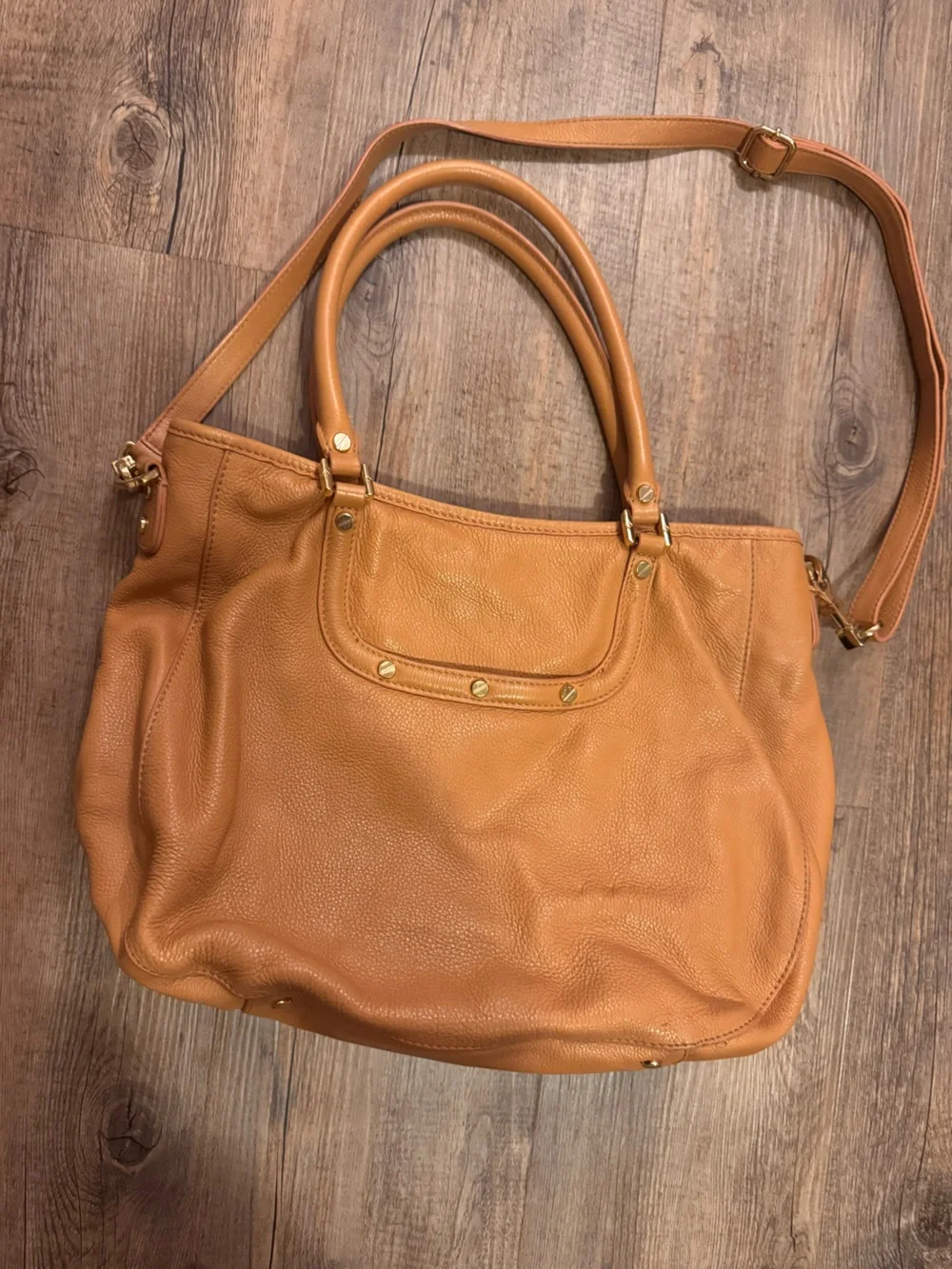 Tory Burch Amanda Beige Leather Tote with Gold Hardware